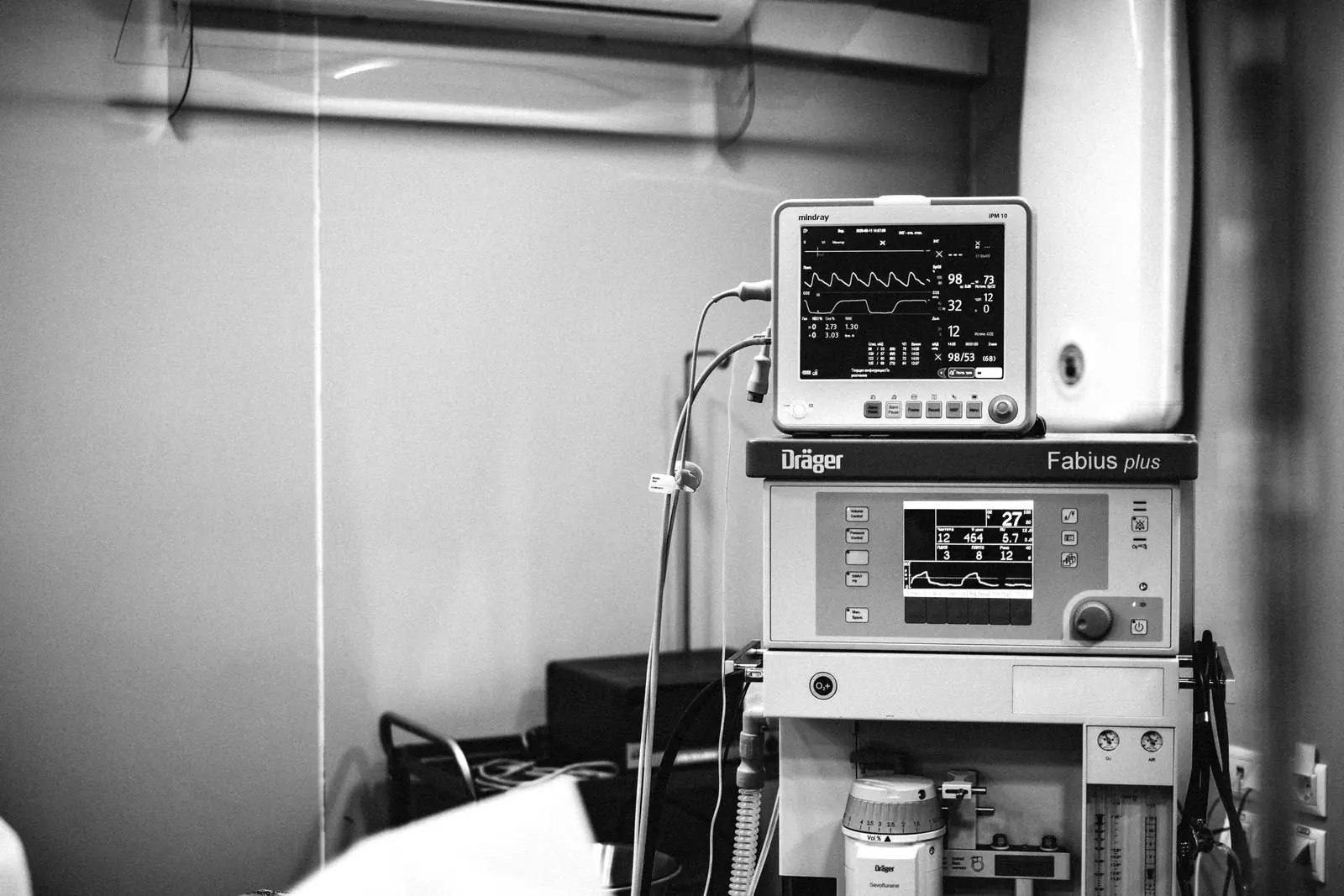 Anesthesia workstation in a hospital operating room