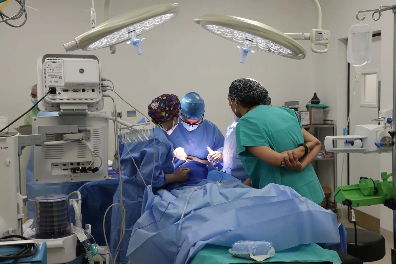 Surgical team at work in a modern operating room